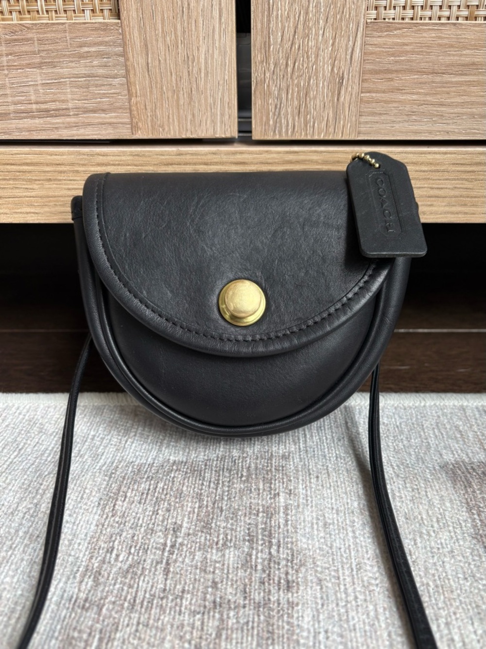 COACH Vintage Convertible Black Leather Crossbody Belt Bag Fanny Pack Purse 9826